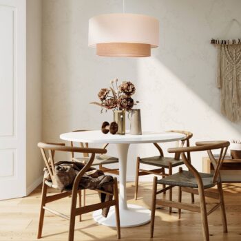 Závesná lampa Boho 2x tienidlo ekru/juta hnedá
