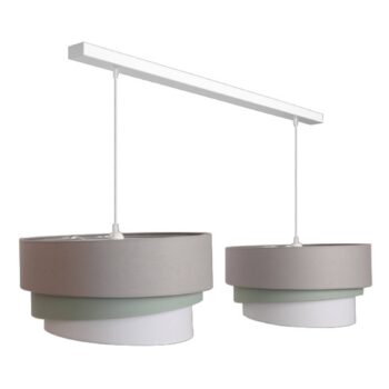 Závesná lampa Trio monocolor, textil, sivá, 2-pl. - Image 2