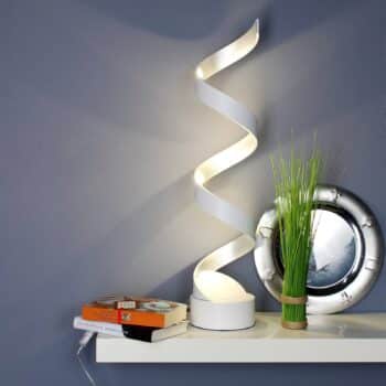 Stolná LED lampa Helix, výška 66 cm biela-striebro
