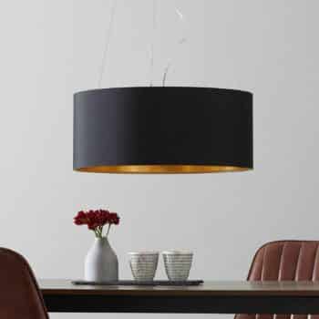Textilná závesná lampa Lecio, 53 cm čierna - Image 4