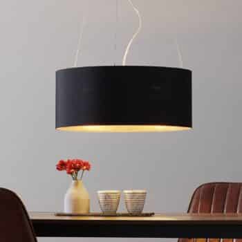 Textilná závesná lampa Lecio, 53 cm čierna - Image 3