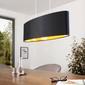 Textilná závesná lampa Lecio, ovál 78 cm čierna - Image 4