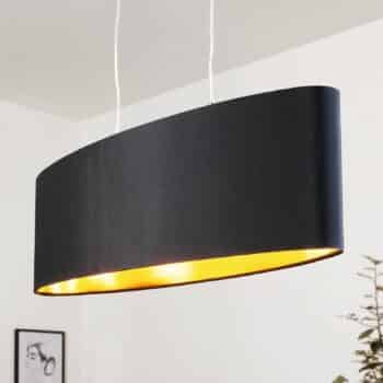 Textilná závesná lampa Lecio, ovál 78 cm čierna - Image 3