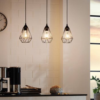 Závesná lampa Tarbes, čierna, 3-pl., podlhovastá - Image 3