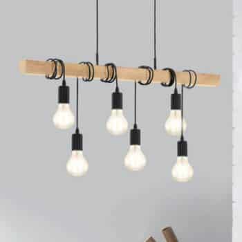 Závesná lampa Townshend s drevom šesť-plameňová - Image 3