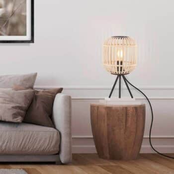 Stolová lampa Bordesleys dreveným tienidlom - Image 2