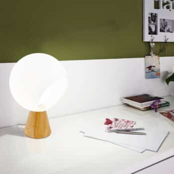 Stolová lampa Mamblas, stojan drevo, tienidlo guľa - Image 2