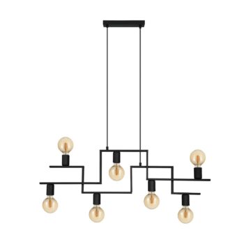 Závesná lampa Fembard z ocele, 7-plameňová