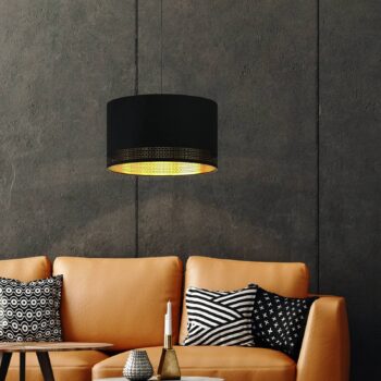 Závesná lampa Esteperra, čierna/zlatá, Ø 38 cm