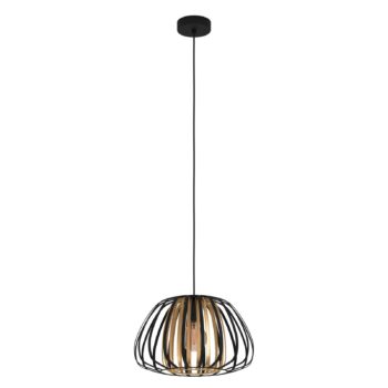 Závesná lampa Encinitos, čierna/mosadzná Ø 37,5 cm