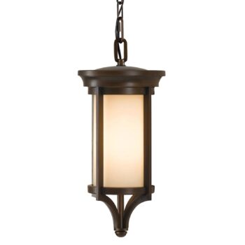 Závesná lampa Merrill do exteriéru v bronzovej