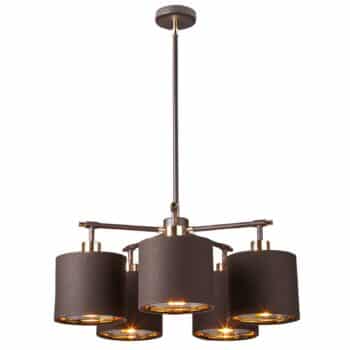 Závesná lampa Balance v hnedo-mosadznej, 5-pl. - Image 2