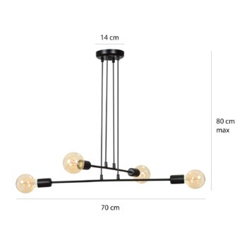 Závesná lampa Multipo 4, štvor-plameňová, čierna - Image 2