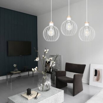 Závesná lampa Barbado, troj-plameňová v bielej