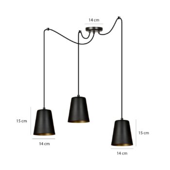 Závesná lampa Link v čiernej, troj-plameňová