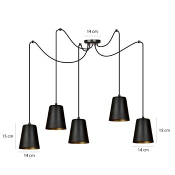 Závesná lampa Link s 5 tienidlami, čierna - Image 2