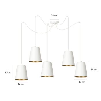 Závesná lampa Link s piatimi tienidlami, biela
