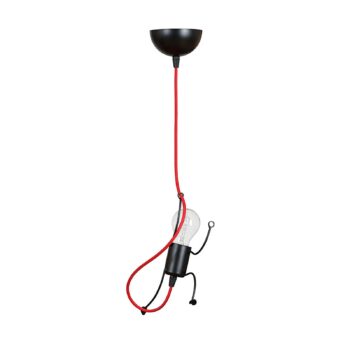 Závesná lampa Bobi 1 v čiernej kábel červený 1-pl.