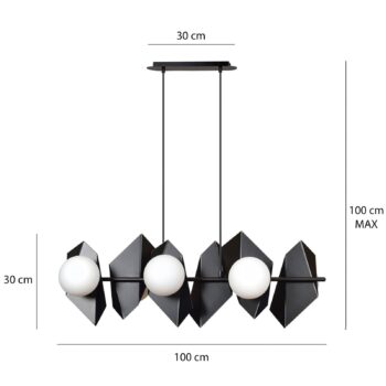 Závesná lampa Shield v čiernej/bielej, 6-plameňová - Image 2