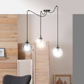 Závesná lampa Glassy 3-pl. sklo grafit/jantár/číra - Image 2