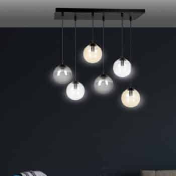 Závesná lampa Glassy 6 rov sklo grafit/jantár/číra - Image 2