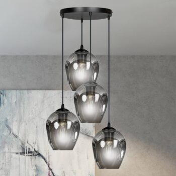 Závesná lampa Starla okrúhla 4-pl., sklo grafit