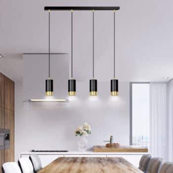 Závesná lampa Kumo krátka čierna/zlatá 4-plameňová