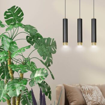 Závesná lampa Kumo dlhá čierna/zlatá 3-plameňová - Image 2