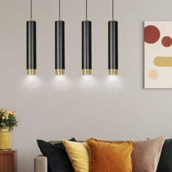 Závesná lampa Kumo čierna/zlatá 4-plameňová - Image 2