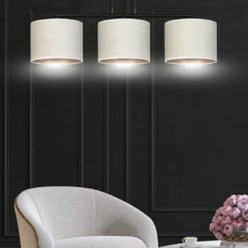 Závesná lampa Jari látkové 3-pl, dlhá, biela-zlatá - Image 2