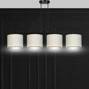 Závesná lampa Jari látkové 4-pl, dlhá, biela-zlatá - Image 2