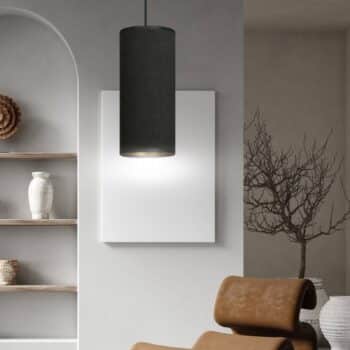 Závesná lampa Joni, textil, 1-pl., čierna-zlatá