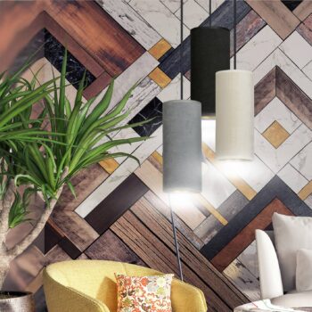 Závesná lampa Joni, 3pl okrúhla, čierna-biela-sivá
