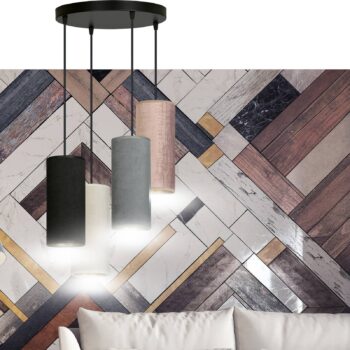 Závesná lampa Joni 4-pl., čierna-biela-sivá-ružová - Image 2