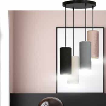 Závesná lampa Joni 4-pl., čierna-biela-sivá-ružová