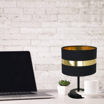 Stolná lampa Palmira tienidlo textil čierna/zlatá