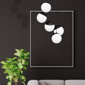 Závesná lampa Sfera 5-plameňová sklo/kov čierna