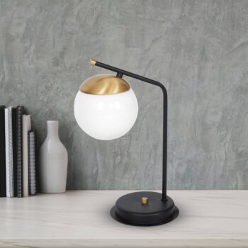 Stolná lampa Carina, opálové sklo, čierna/zlatá - Image 2