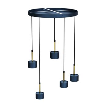 Závesná lampa Arena okrúhla 5-pl., modro-zlatá - Image 2