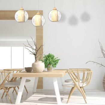 Závesná lampa Tela so sklom a ratanom, 3-plameňová - Image 2