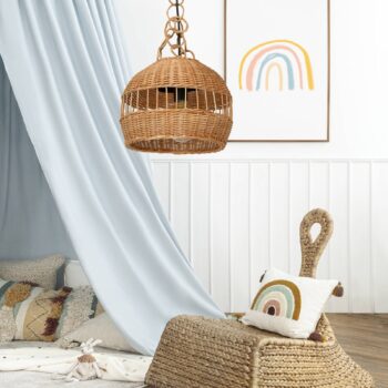 Závesná lampa Vimini tienidlo z vŕby hnedá Ø 29 cm