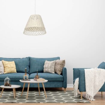 Závesná lampa Vimini tienidlo z vŕby biela Ø 32 cm