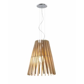 Fabbian Stick drevená závesná lampa, kužeľovitá - Image 4
