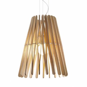 Fabbian Stick drevená závesná lampa, kužeľovitá - Image 3