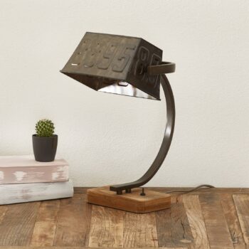 Stolná lampa Scava drevený podstavec, hrdzavohnedá - Image 2