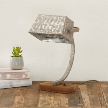 Stolná lampa Scava drevený podstavec, zinková - Image 2