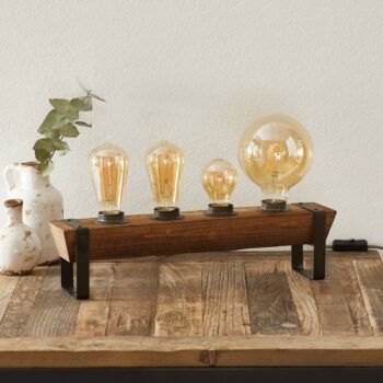 Stolná lampa Legno z dreva, 4-plameňová - Image 2