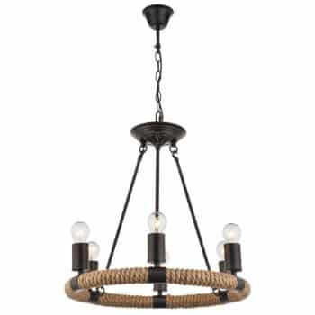 Okrúhle LED svietidlo Ulleu konopné lano 6-pl. - Image 4