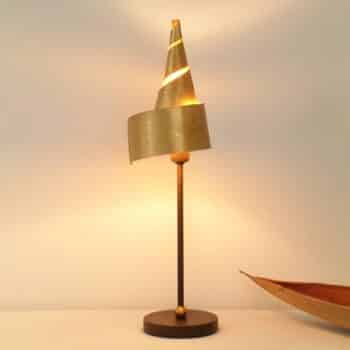 Zlatá stolná lampa ČAROVNÝ KLOBÚK, kovové tienidlo - Image 2