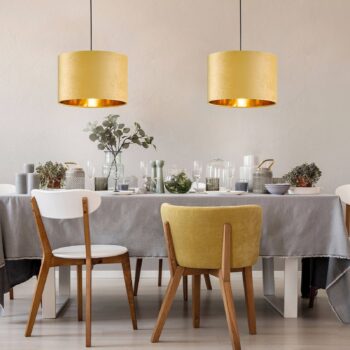 Závesná lampa Aura zamatové tienidlo Ø 30 cm žltá - Image 2